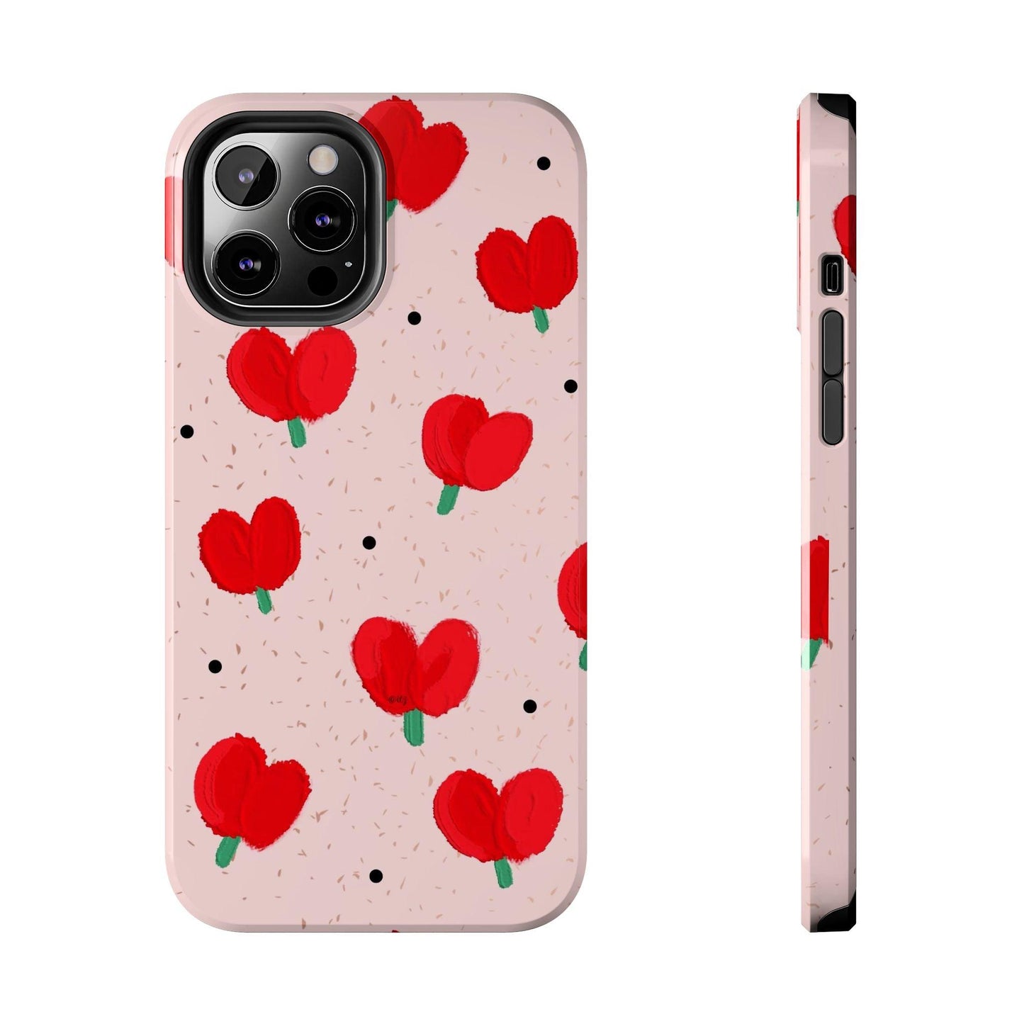 Floral Heart Aesthetic Tough iPhone Cases