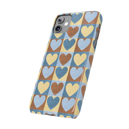 Retro Heart Mosaic Grid Case iPhone Cases