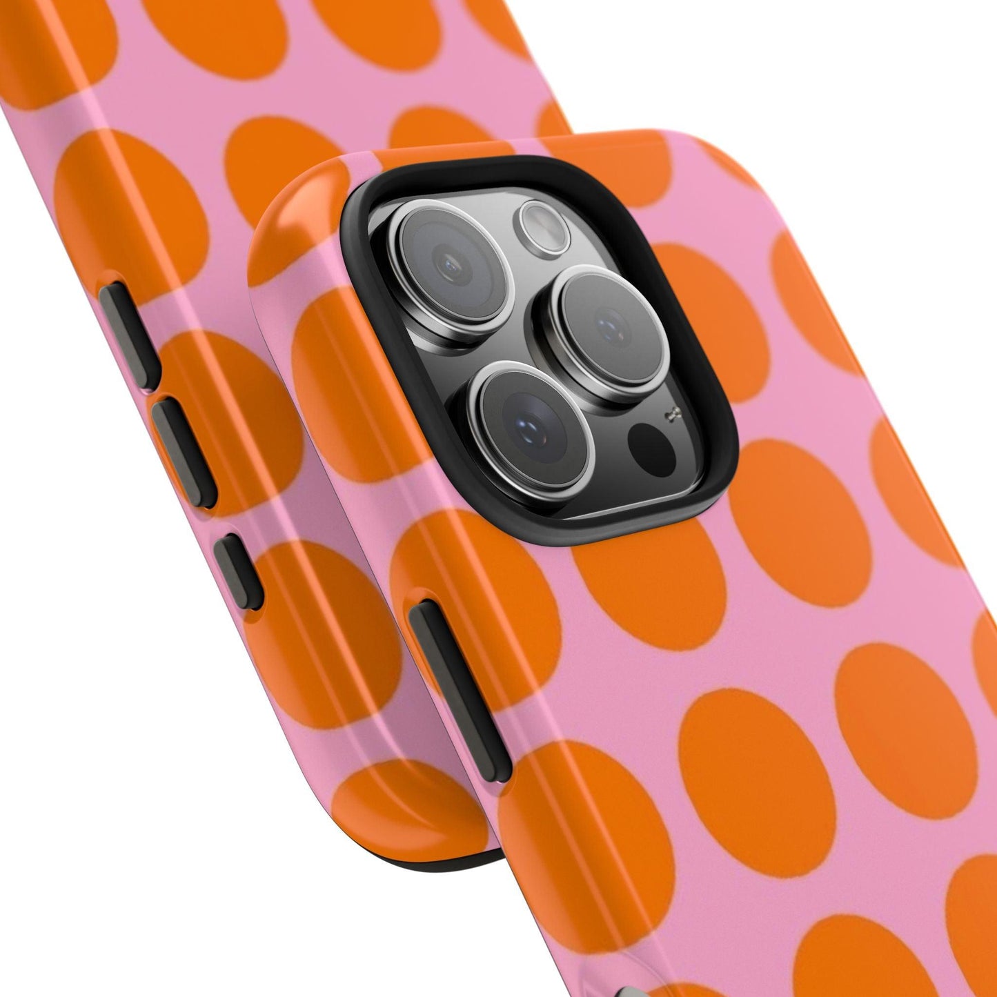 Orange Dots on Pink Tough Phone Cases