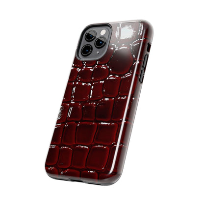 Croc Print Cherry Red Tough Phone Case – Luxe Protection with Bold Style