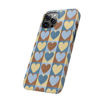 Retro Heart Mosaic Grid Case iPhone Cases