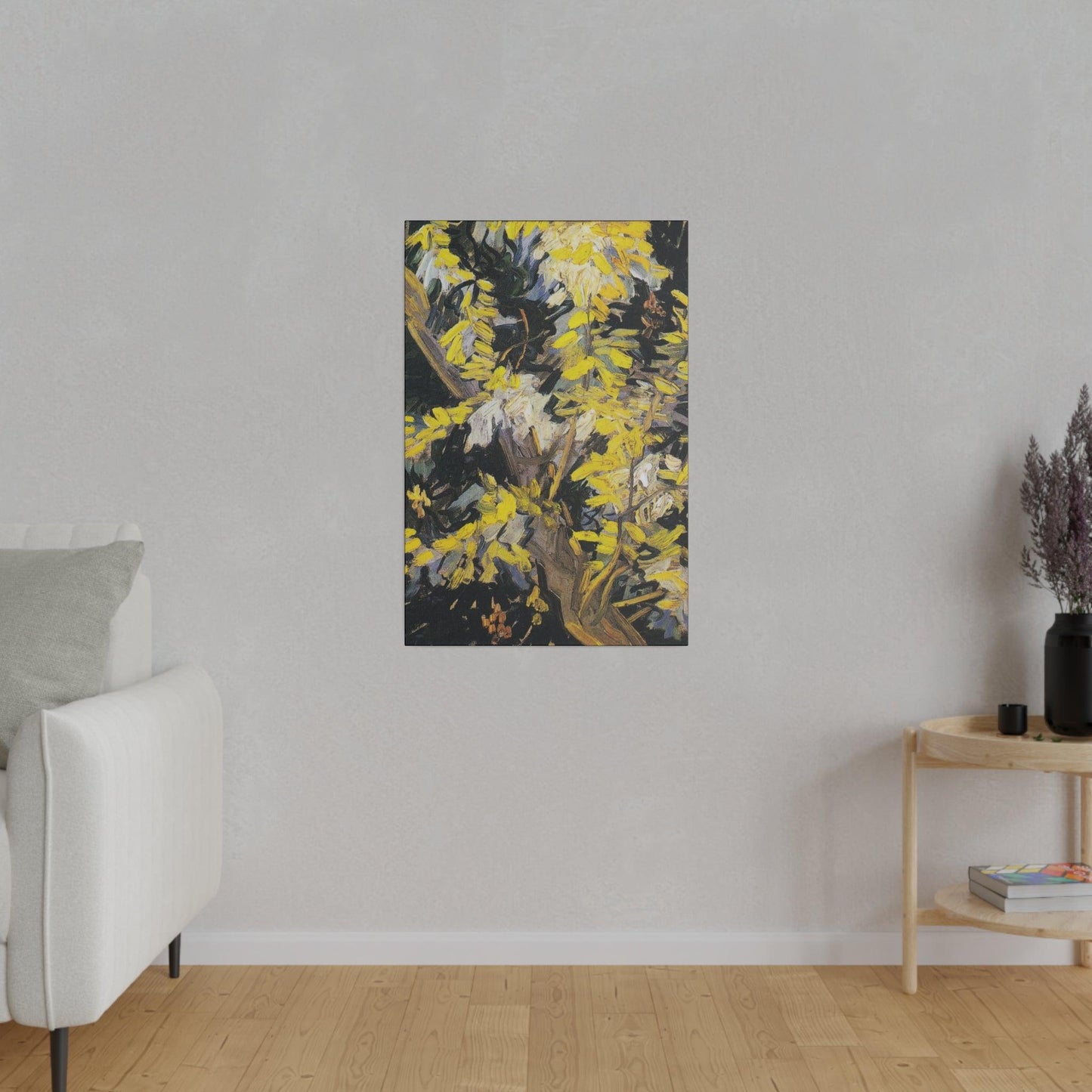 Vincent van Gogh's Blossoming Acacia Branches (1890) famous painting - Matte Canvas, Stretched, 0.75"