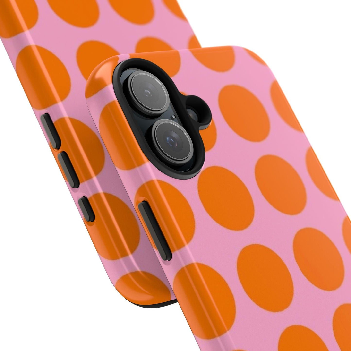 Orange Dots on Pink Tough Phone Cases