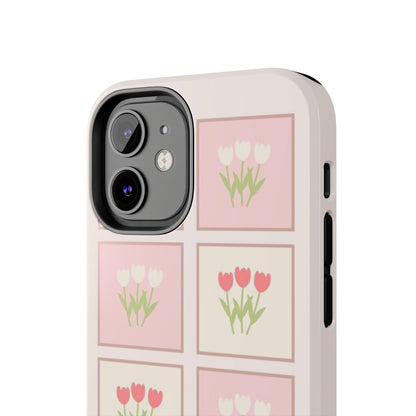 Floral Pastel Tulips Garden Tough iPhone Cases