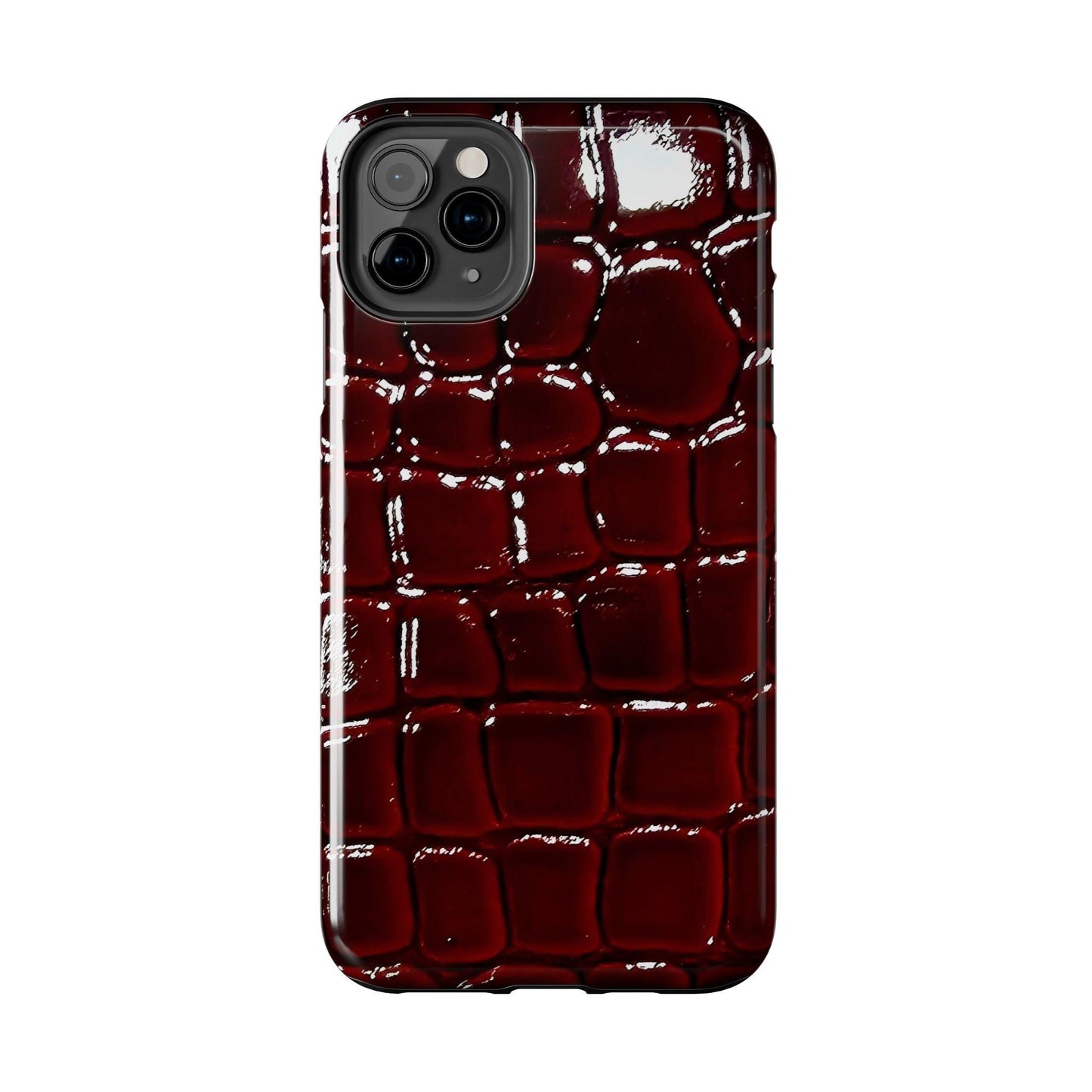 Croc Print Cherry Red Tough Phone Case – Luxe Protection with Bold Style