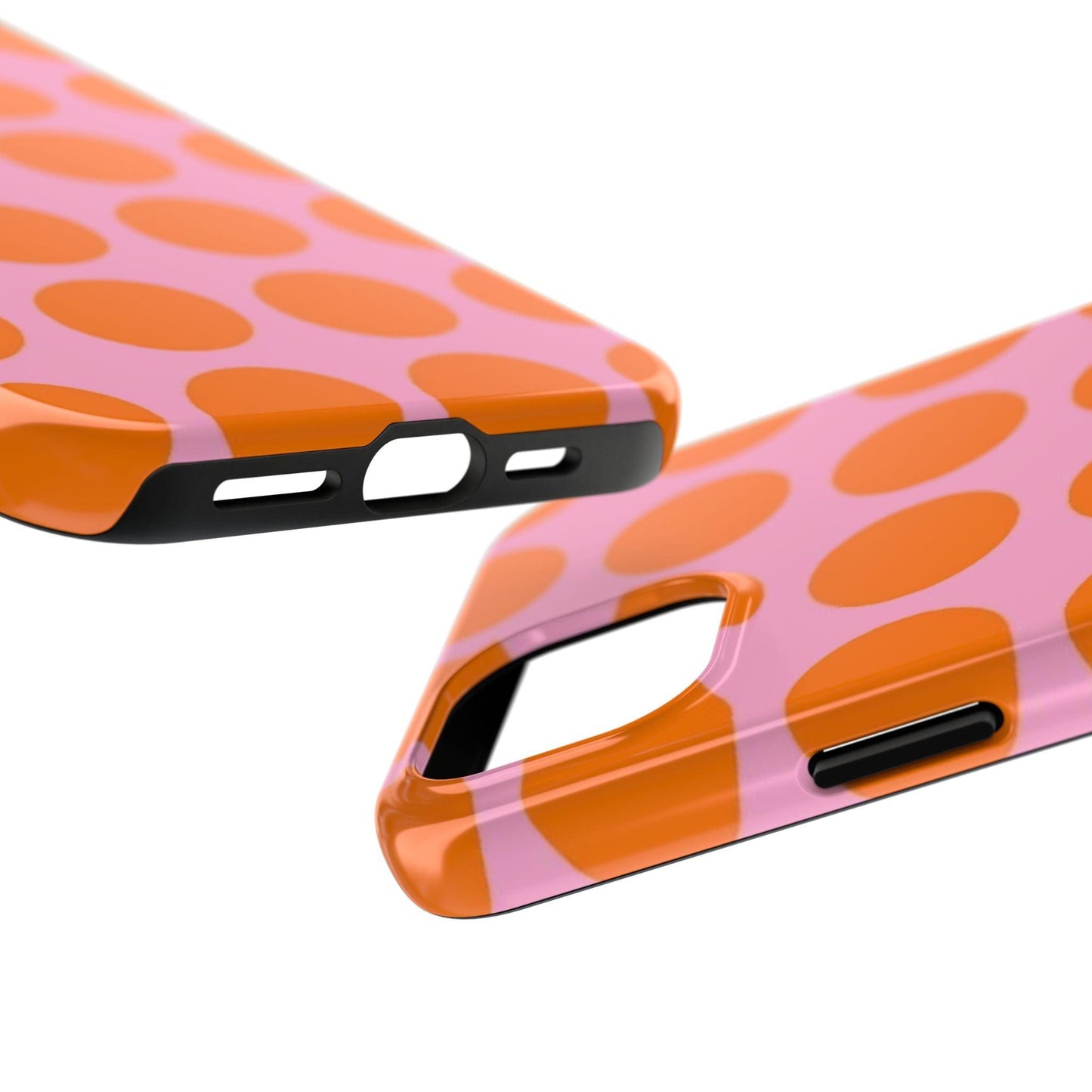 Orange Dots on Pink Tough Phone Cases