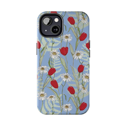 Blooms on Blue Tough iPhone Cases