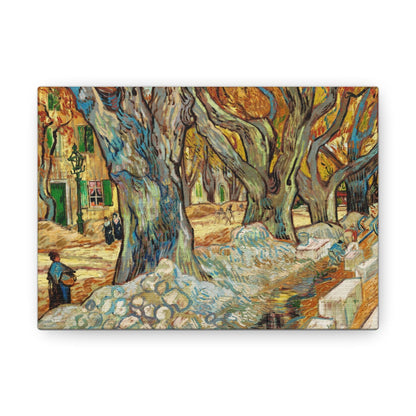 The Large Plane Trees (Road Menders at Saint-Rémy) (1889) by Vincent Van Gogh - Canvas Gallery Wraps