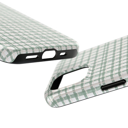 Vintage Sage Gingham Tough iPhone Cases