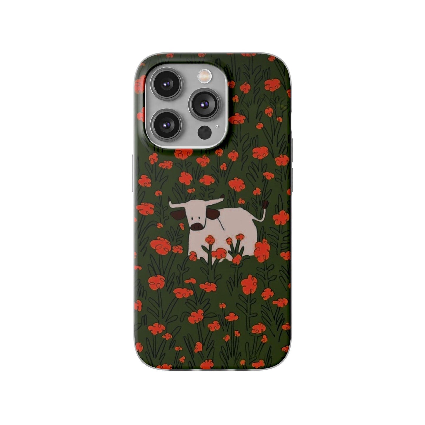 Cow in Flower Field - Flexi iPhone Cases