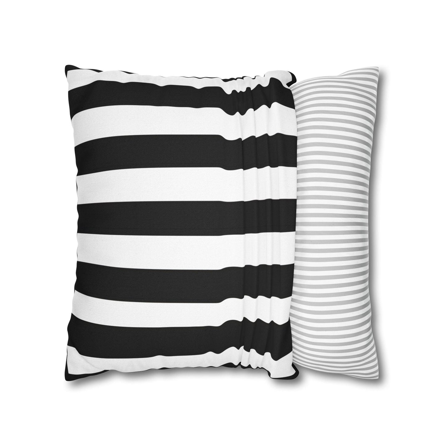 Imperial Edge Luxe Linear Cushion - Monochrome Black and White Spun Polyester Square Pillowcase