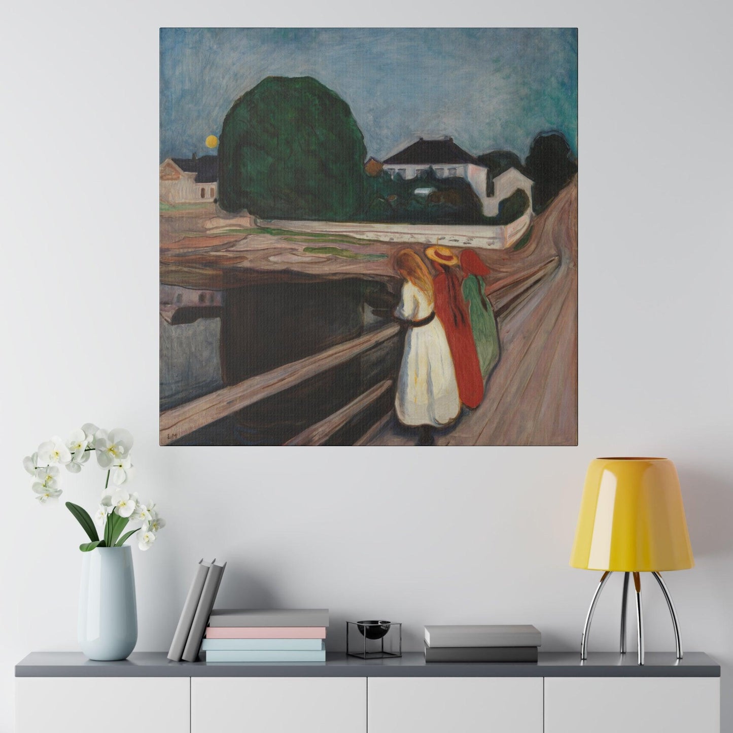 Edvard Munch's The Girls on the Bridge 1901  Matte Canvas Stretched 0.75