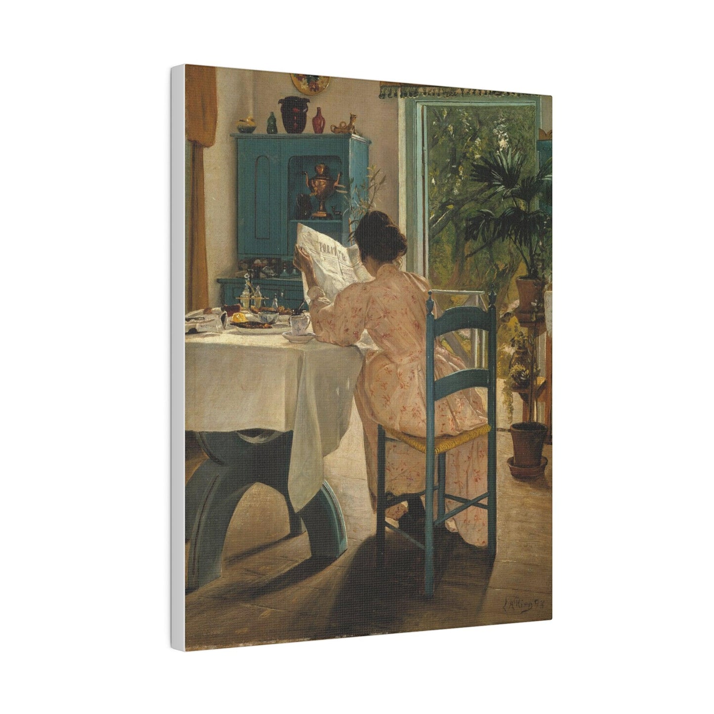 Laurits Andersen Ring Ved frokostbordet og morgenaviserne on a Matte Canvas Stretched 0.75