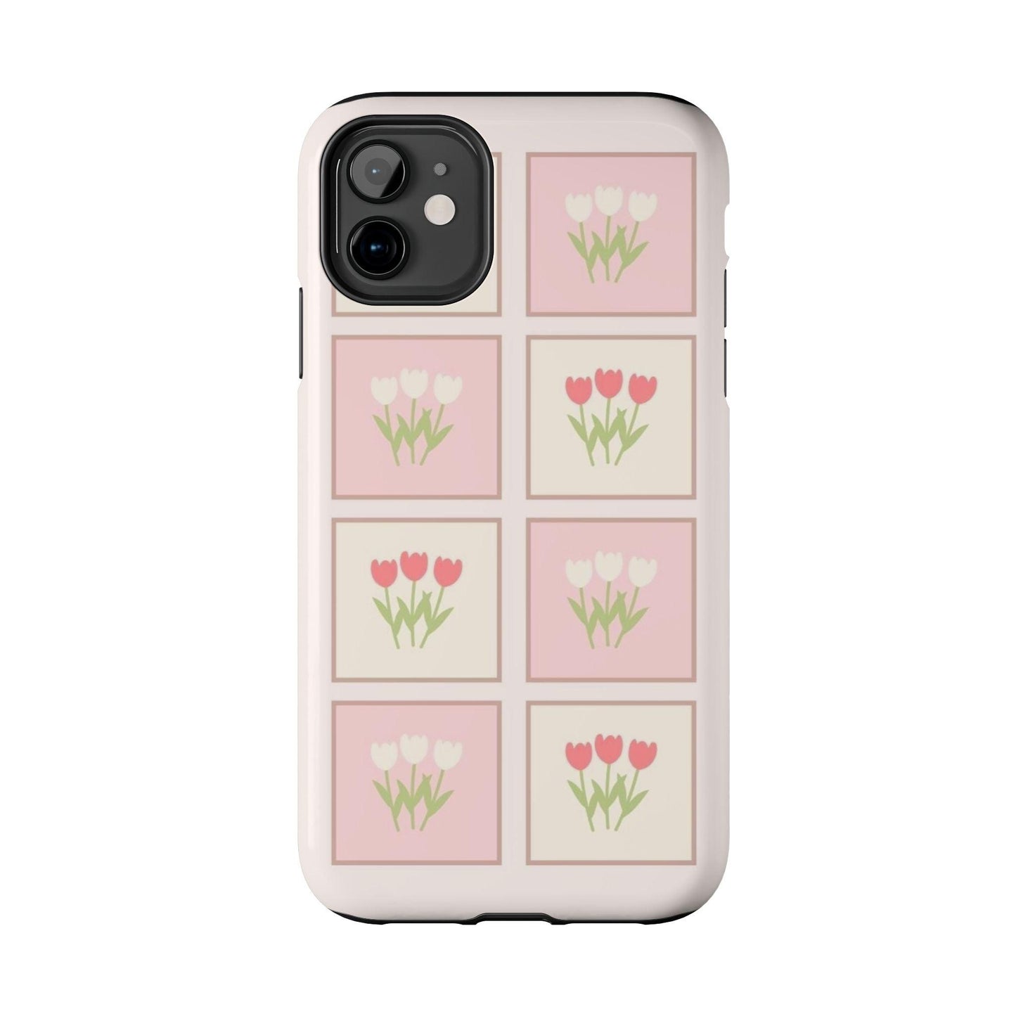 Floral Pastel Tulips Garden Tough iPhone Cases