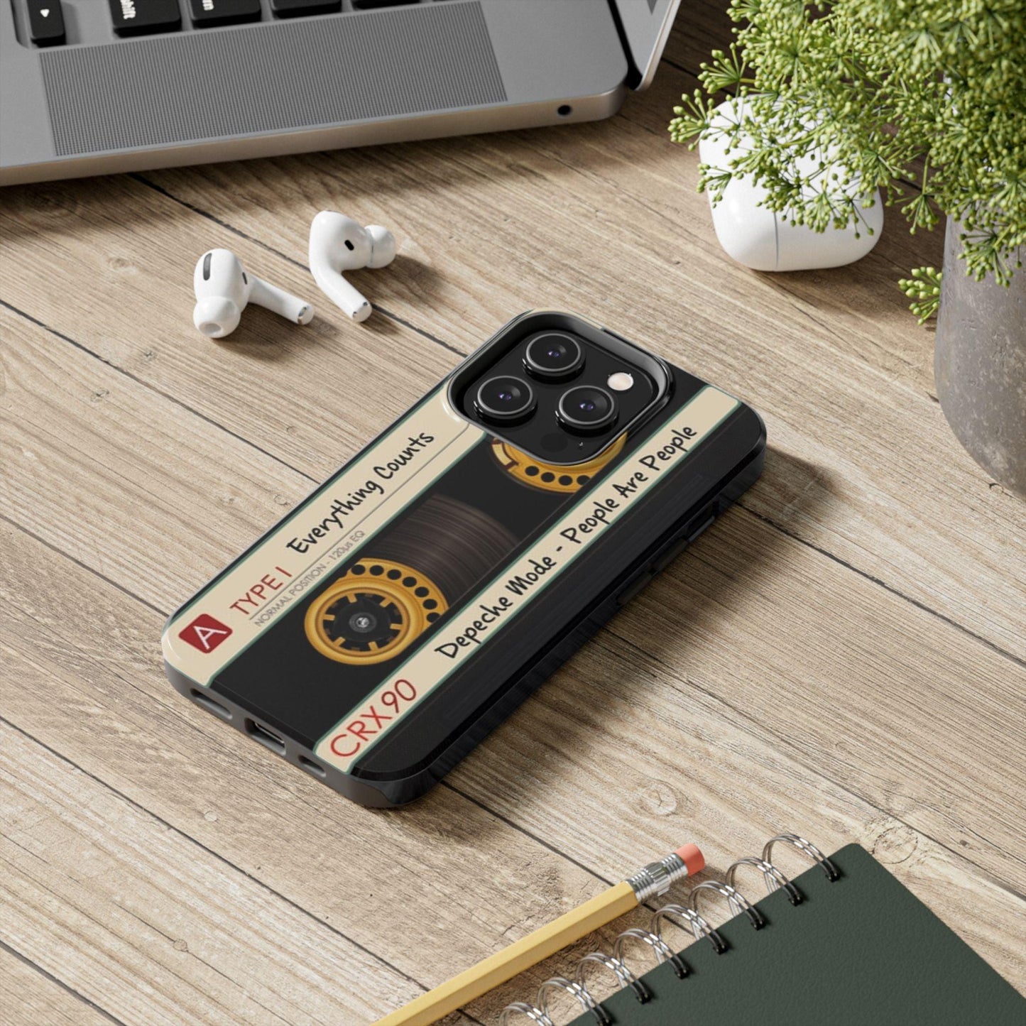 Nostalgic Old Cassette Tape with Yellow wheels iPhone Cases