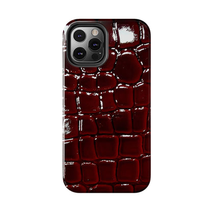 Croc Print Cherry Red Tough Phone Case – Luxe Protection with Bold Style