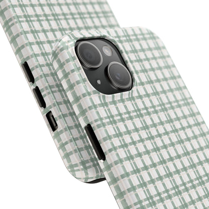 Vintage Sage Gingham Tough iPhone Cases