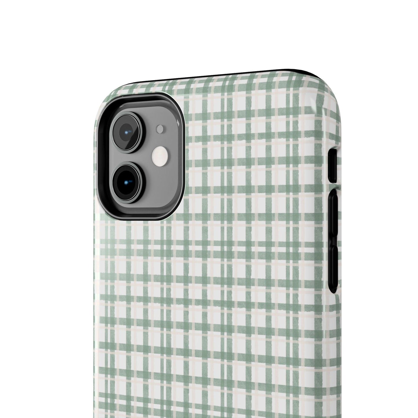 Vintage Sage Gingham Tough iPhone Cases