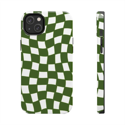 Green Checkmates Tough iPhone Cases