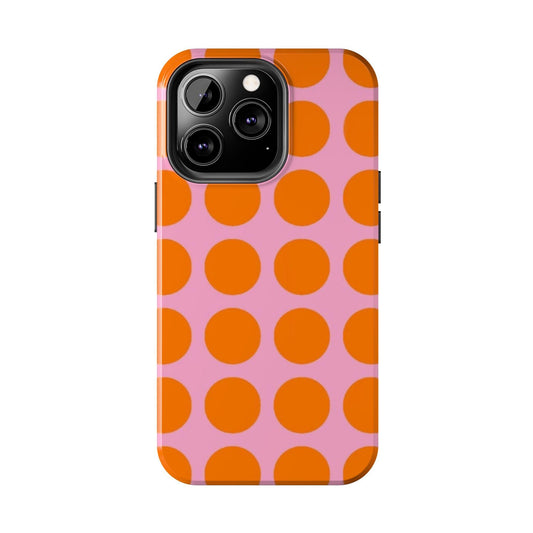 Orange Dots on Pink Tough Phone Cases