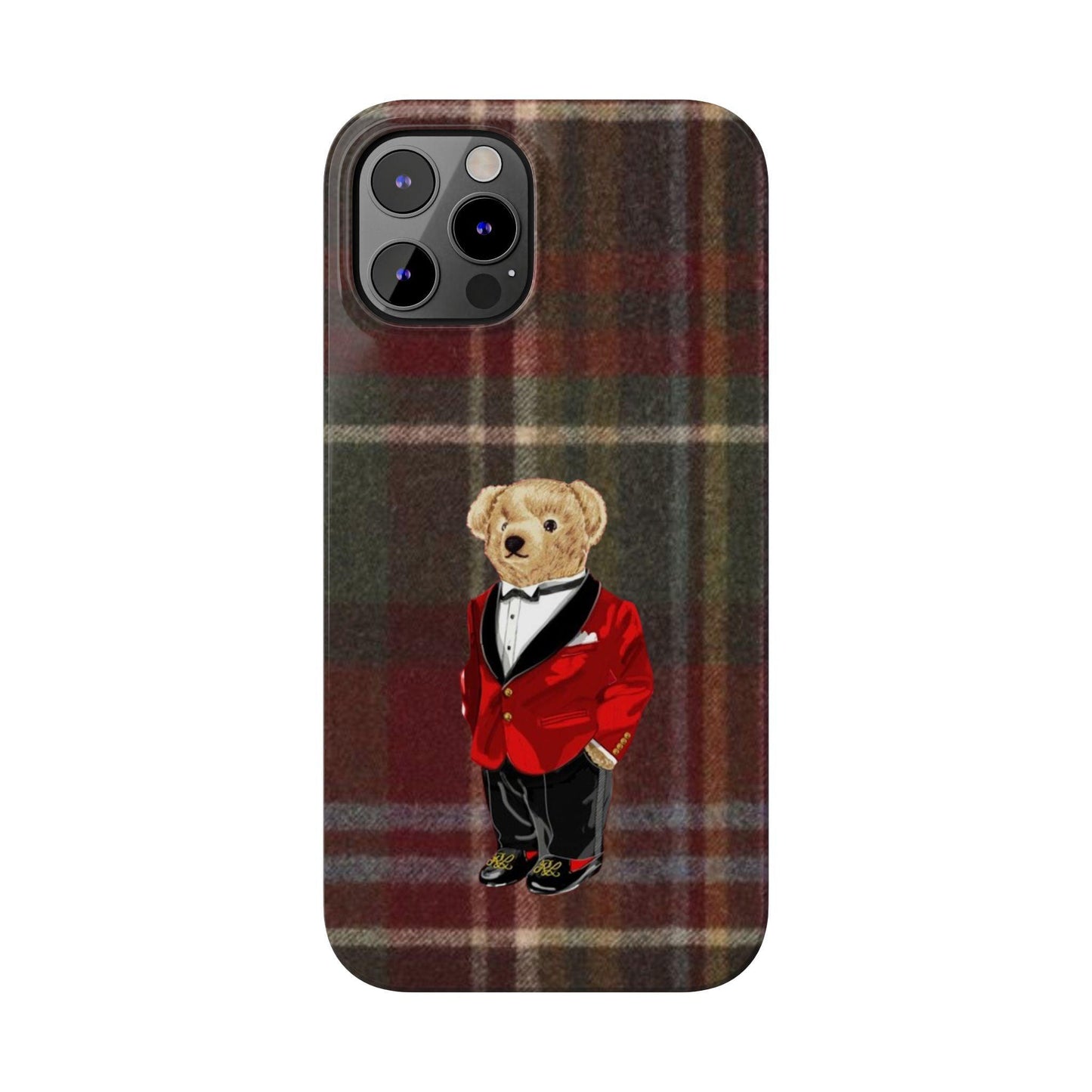 Dapper Bear Plaid Phone Case - Classic Tartan Polo Bear Design iPhone Cases