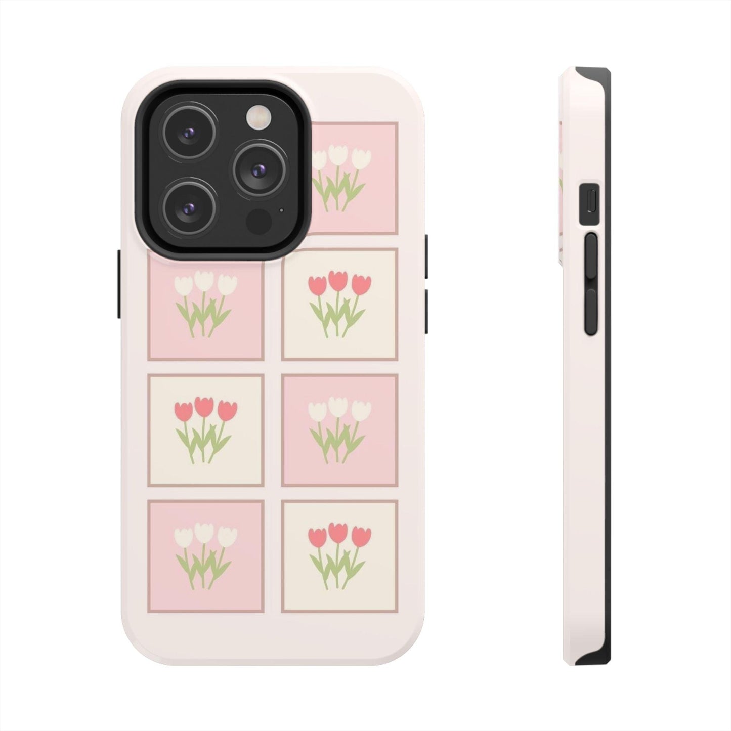 Floral Pastel Tulips Garden Tough iPhone Cases