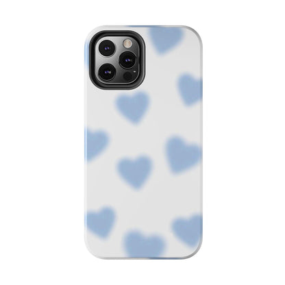 Blue-Blurry Hearts Tough iPhone Cases