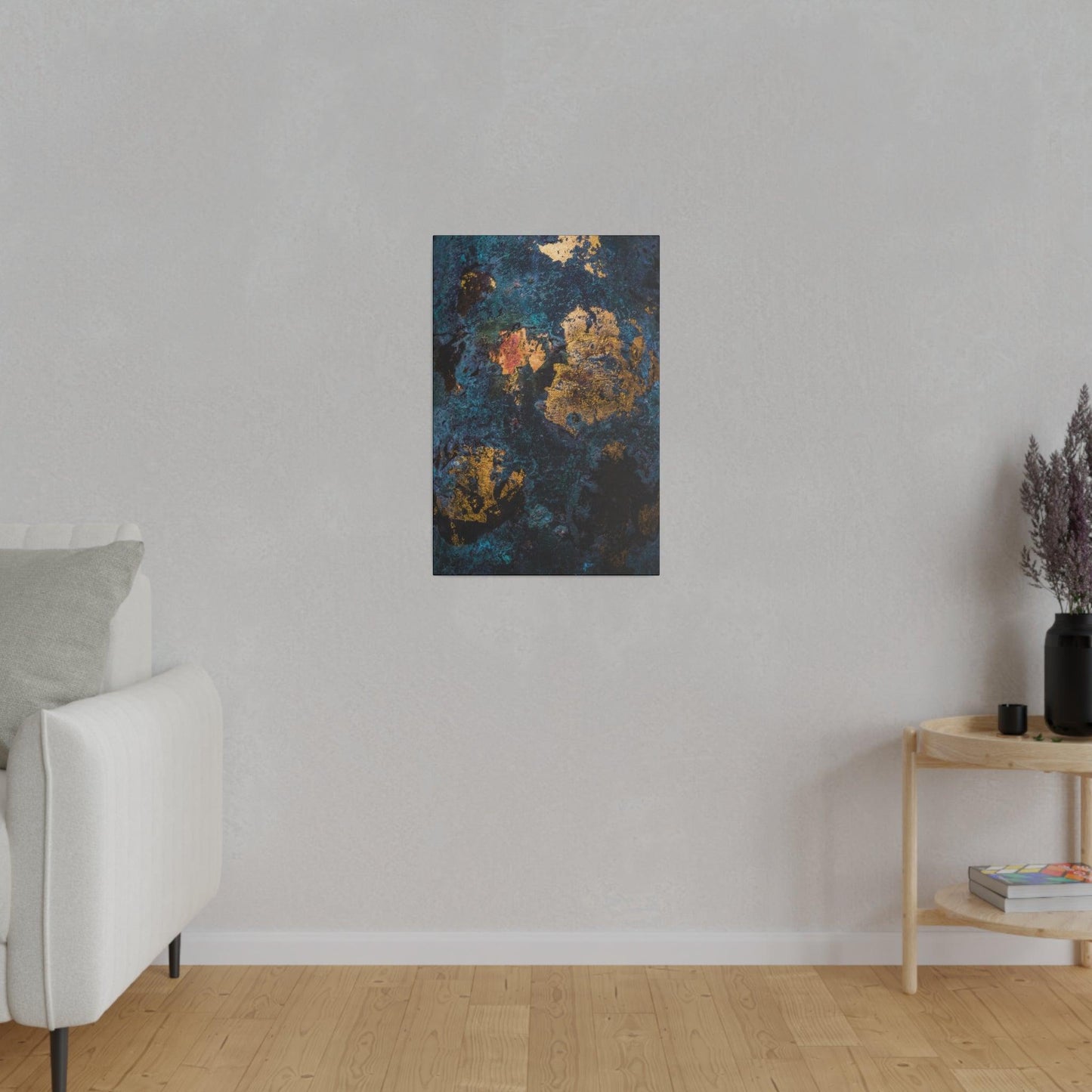 Blue Gold Abstract Painting - Matte Canvas, Stretched, 0.75"