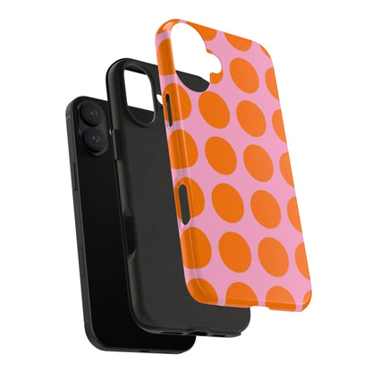 Orange Dots on Pink Tough Phone Cases