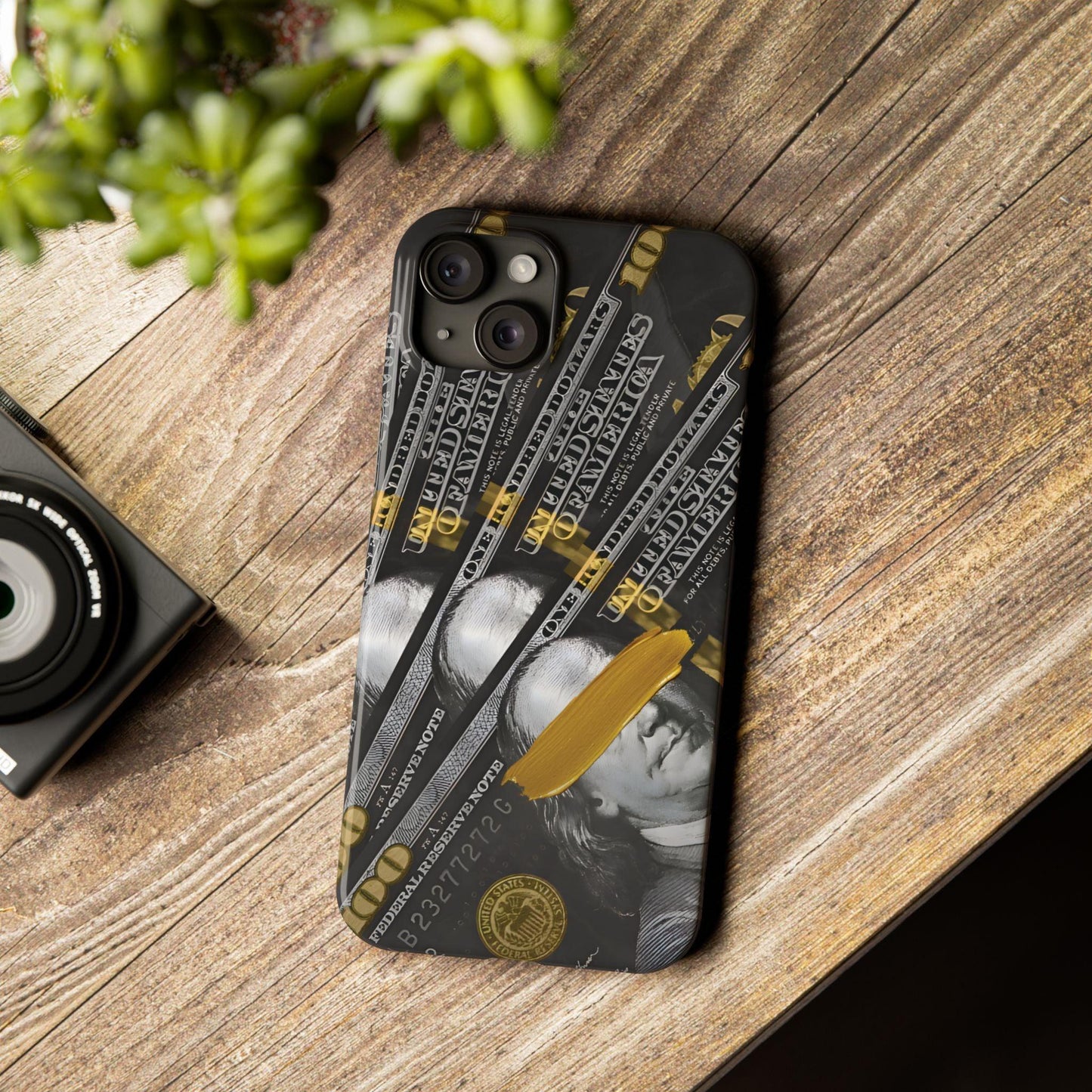 100 US Dollar Slim iPhone Case in Black & Gold - SMARTHOMEGOODIES