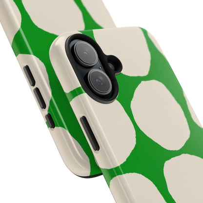 Green Scape with Beige Dots Tough iPhone Cases