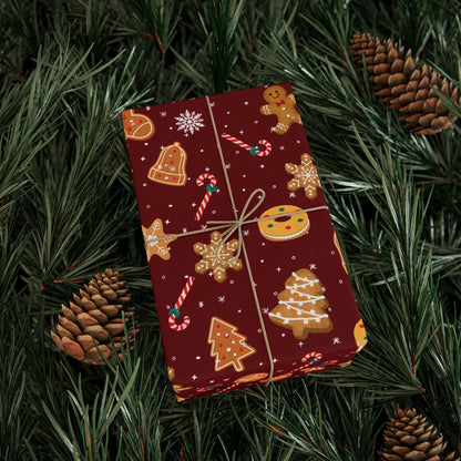 The Cookie Wonderland Burgundy Wrapping Paper