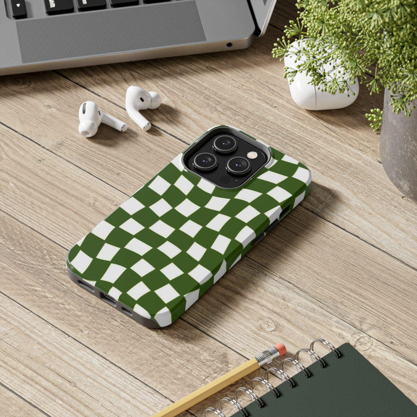 Green Checkmates Tough iPhone Cases