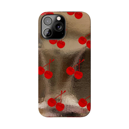 Golden Cherry Bliss Slim iPhone Cases