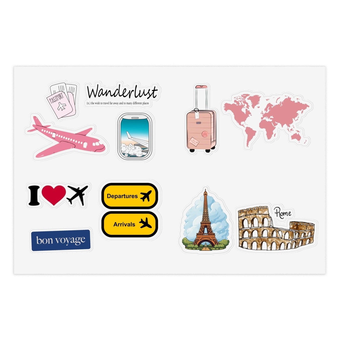 Wanderlust Traveller Sticker Sheets for PhoneCase/iPad/Laptop and Notebooks/Scarpbooks