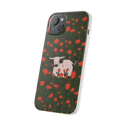 Cow in Flower Field - Flexi iPhone Cases