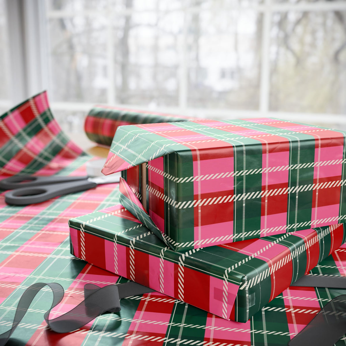 Miss Merry Tartan Christmas Gift Wrapping Paper