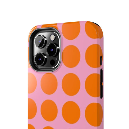 Orange Dots on Pink Tough Phone Cases