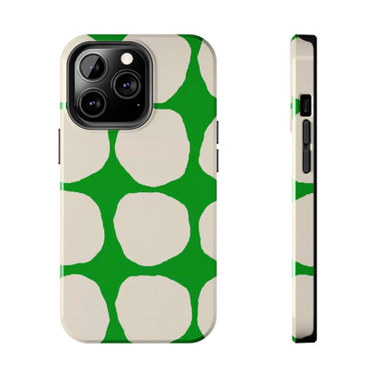 Green Scape with Beige Dots Tough iPhone Cases