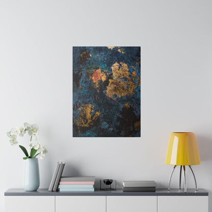 Blue Gold Abstract Painting - Matte Canvas, Stretched, 0.75"