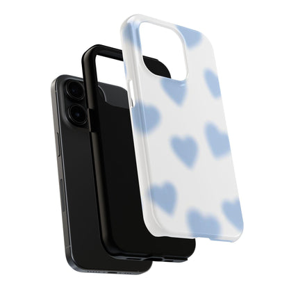 Blue-Blurry Hearts Tough iPhone Cases