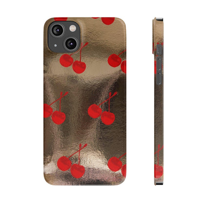 Golden Cherry Bliss Slim iPhone Cases