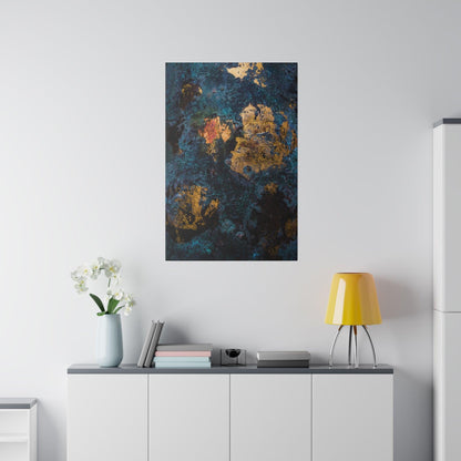 Blue Gold Abstract Painting - Matte Canvas, Stretched, 0.75"