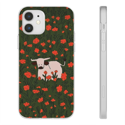 Cow in Flower Field - Flexi iPhone Cases