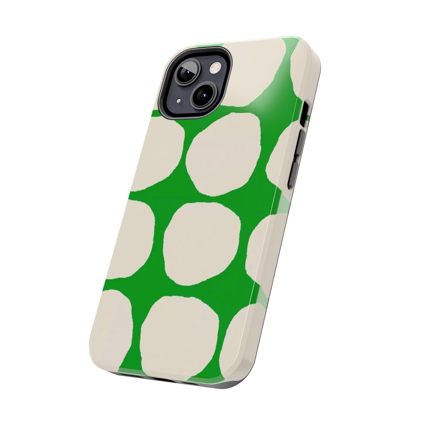 Green Scape with Beige Dots Tough iPhone Cases