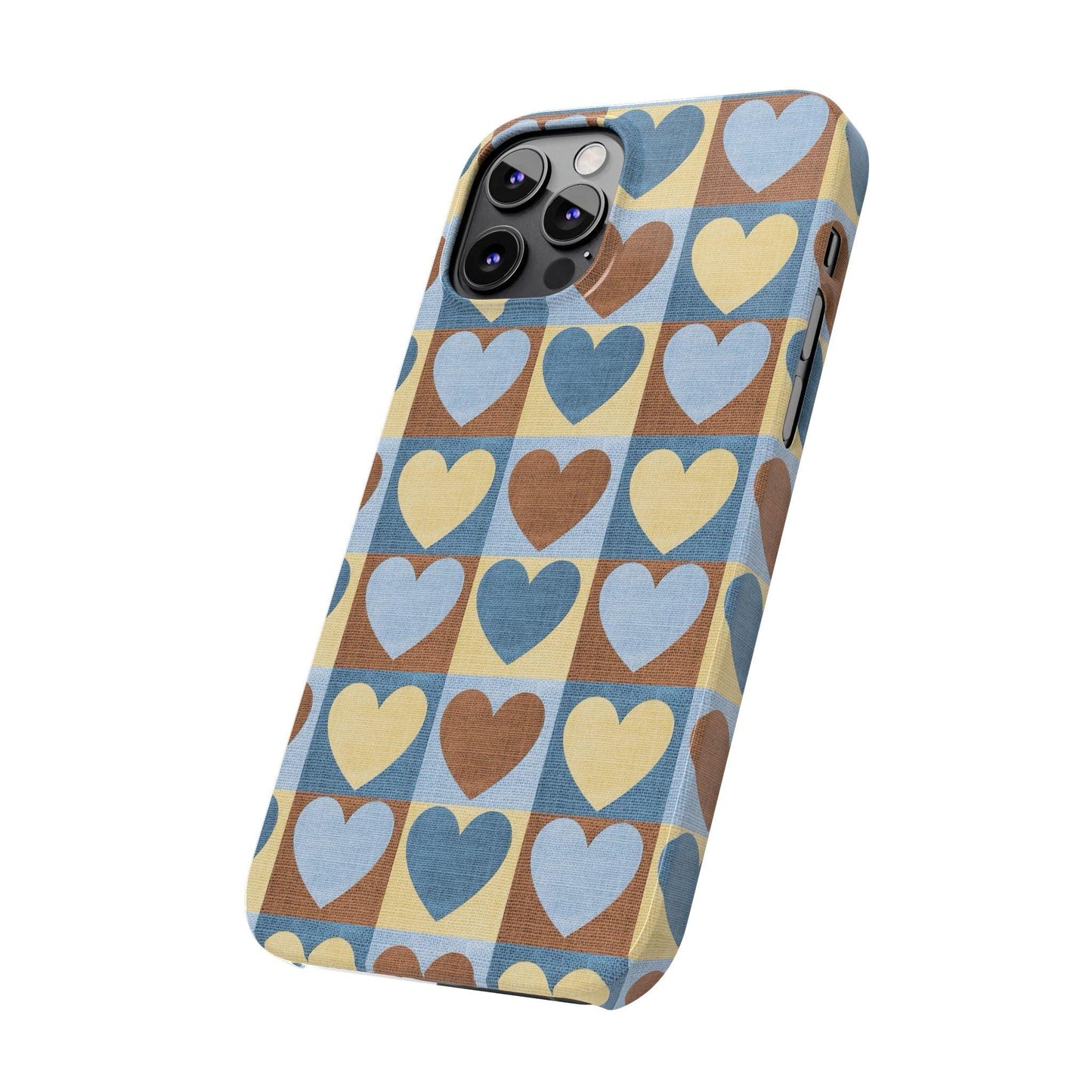 Retro Heart Mosaic Grid Case iPhone Cases