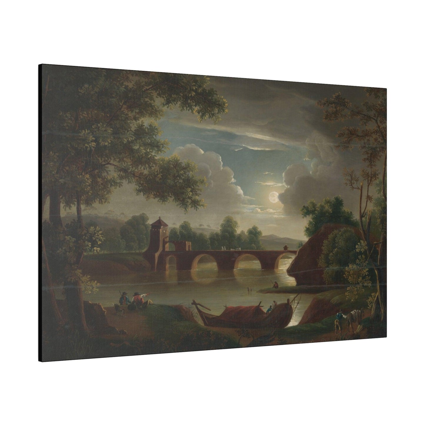 Landscape with the moon and a bridge, Michael Wutky - Matte Canvas, Stretched, 0.75"