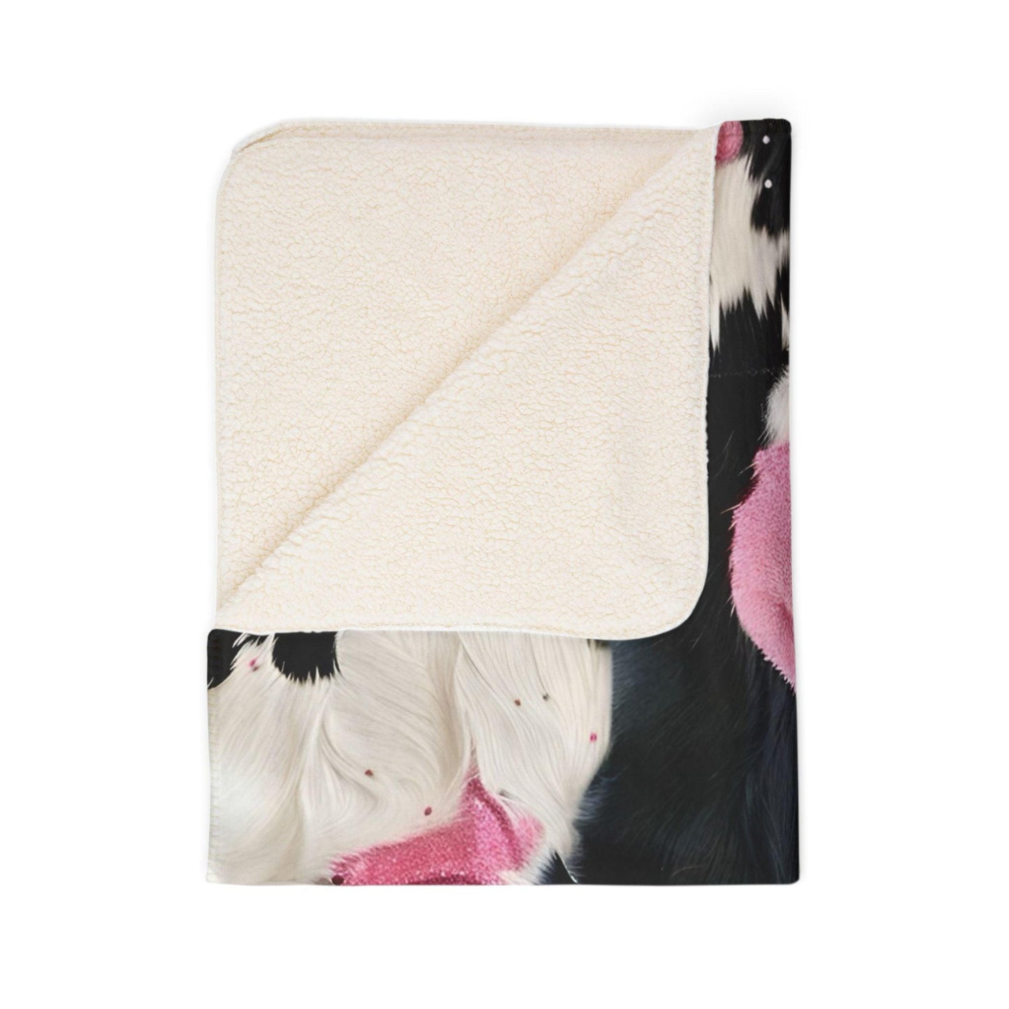 Fuzzy Pink Black Beige - Comfortable Fleece Sherpa Blanket