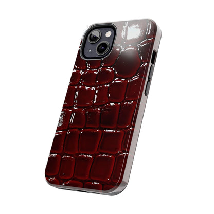 Croc Print Cherry Red Tough Phone Case – Luxe Protection with Bold Style