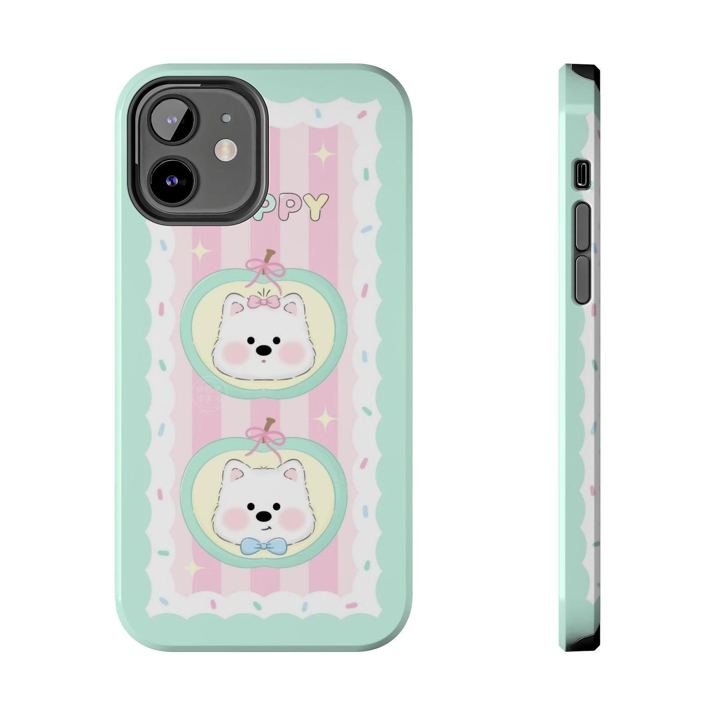 Cute Puppy Pink and Green Tough iPhone Cases